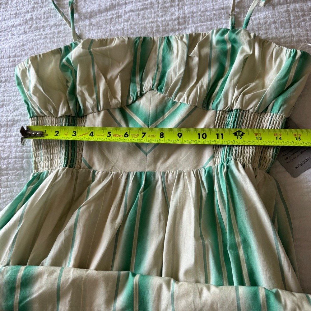 Du Paradis Striped Smocked Maxi Dress  Euro Summer Cottagecore Milkmaid Boho L - Picture 11 of 14